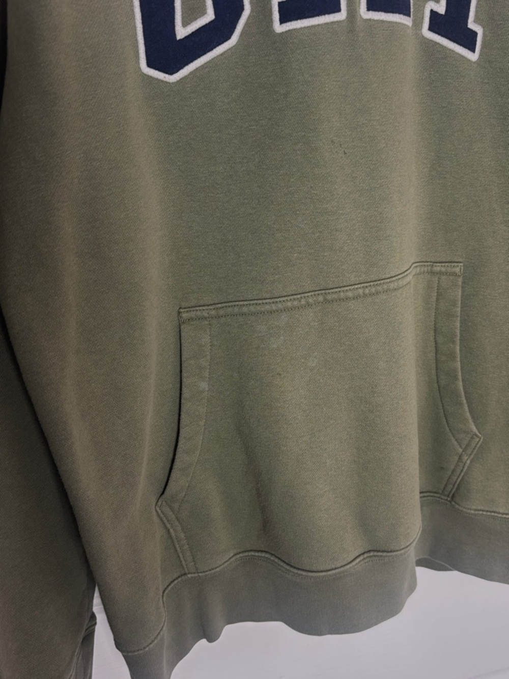 GAP Olive Green Hooded Pullover with Navy Logo Y2K - Picture 5 of 5